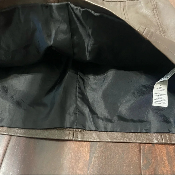 Free People Faux Leather Mini Skirt Brown Women’s Size 12 Boho Zip Closure - Picture 3 of 10